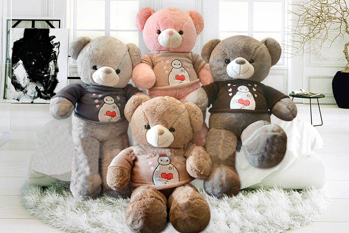 Gấu bông áo len cao cấp Baymax   - gấu bông teddy  1m2