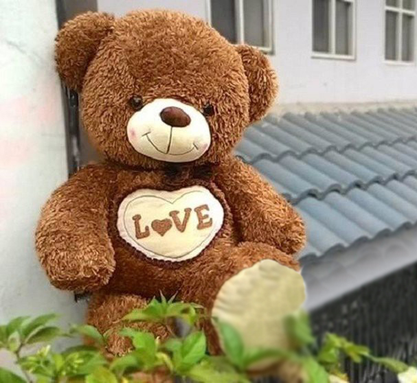 Gấu bông cao cấp màu màu nâu bụng tim Love 